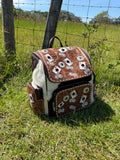 Cards Tooled Leather and Cowhide Backpack