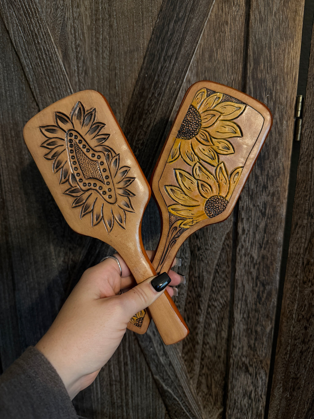 Tooled Leather Hairbrush