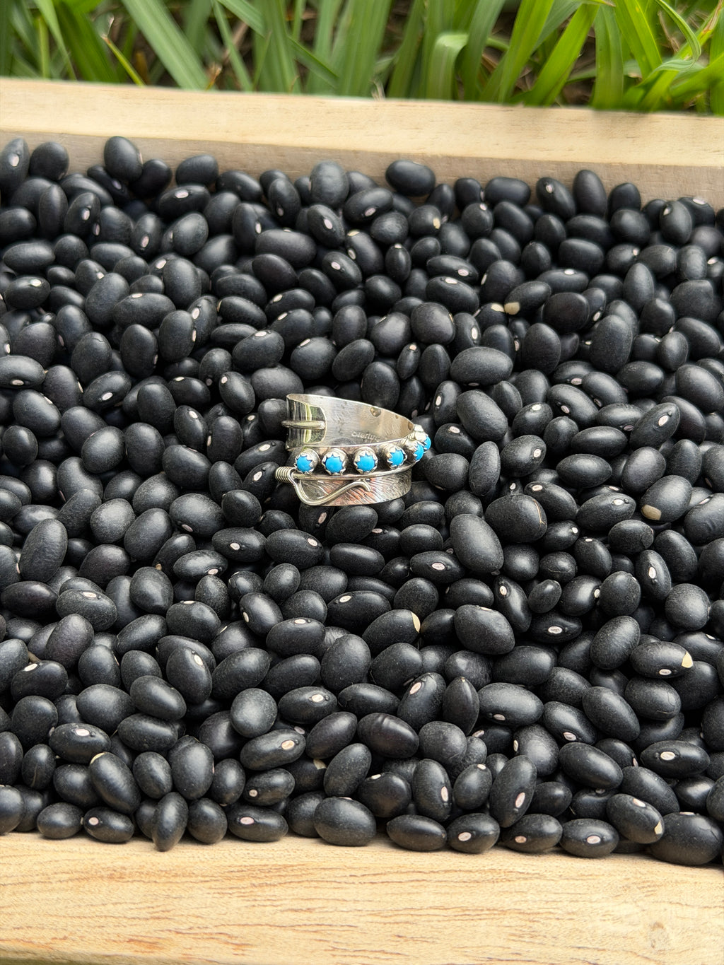 Navajo Made Kingman Turquoise Adjustable Ring - Chester Charley