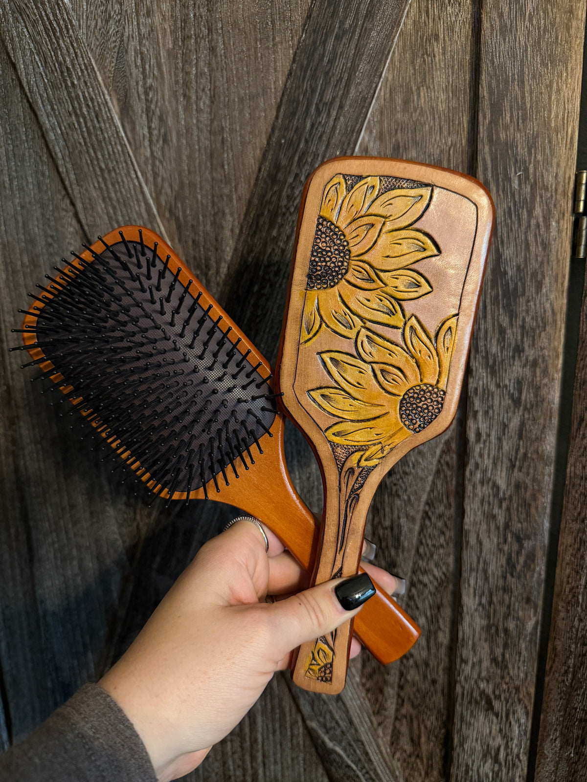 Tooled Leather Hairbrush