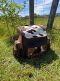 Tooled Leather and Cowhide Backpack With Fringe