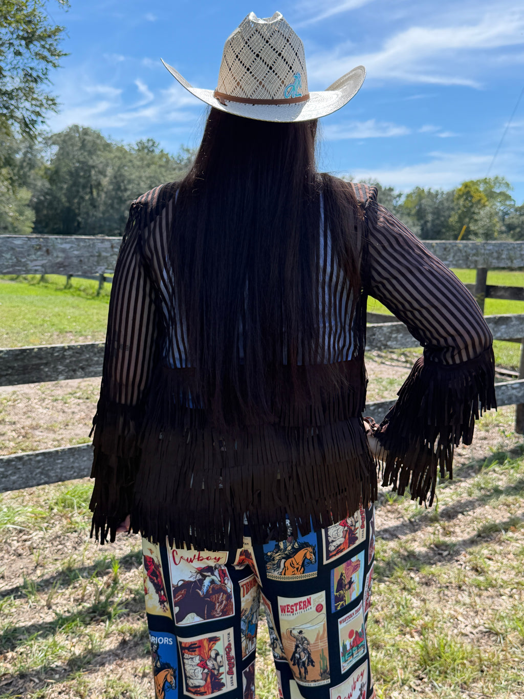 Fringe Leather Mesh Jacket
