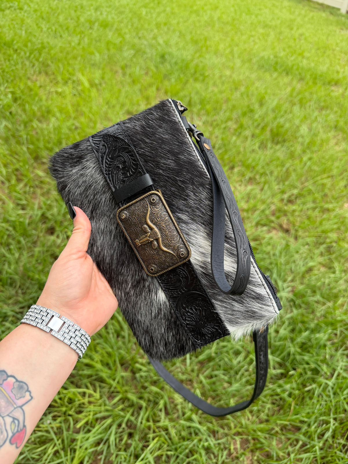 The Black Longhorn Buckle Clutch & Crossbody