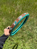 Turquoise Tooled Leather Steering Wheel Cover