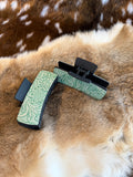 Desert Sage Leather Claw Clip