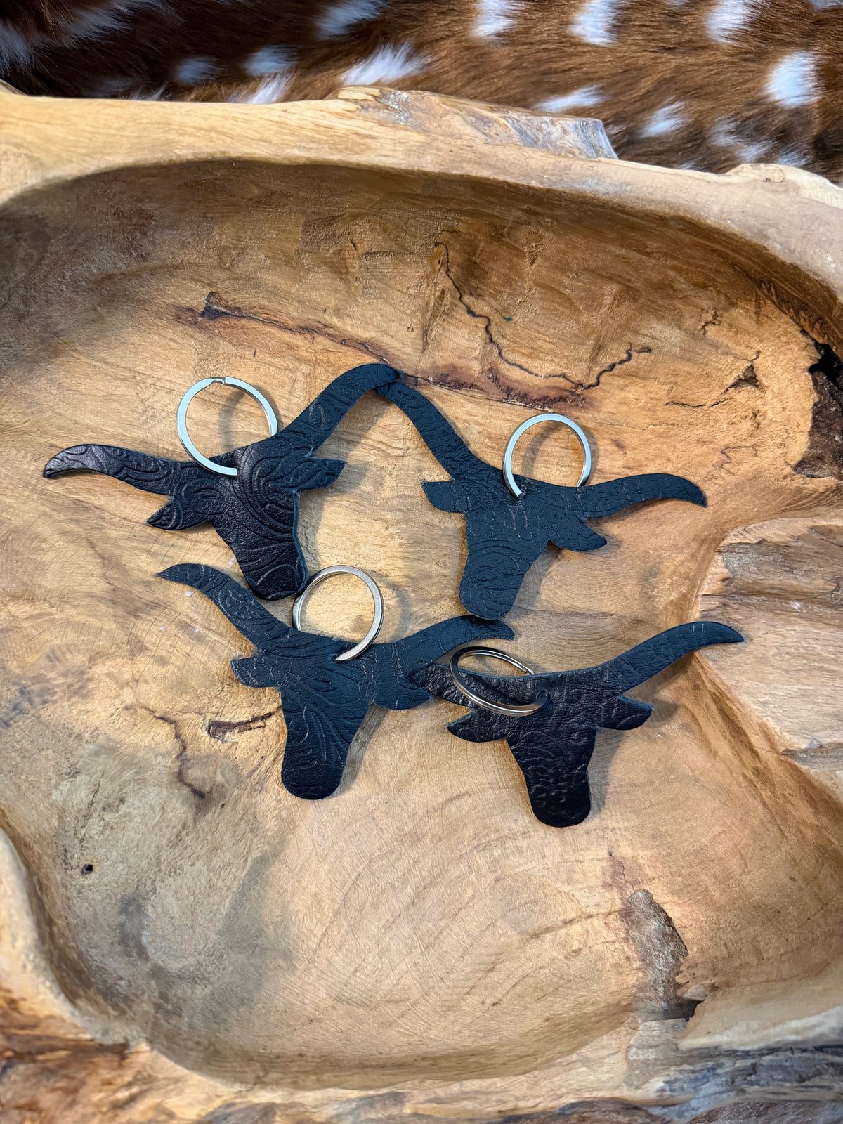 Longhorn Leather Keychain