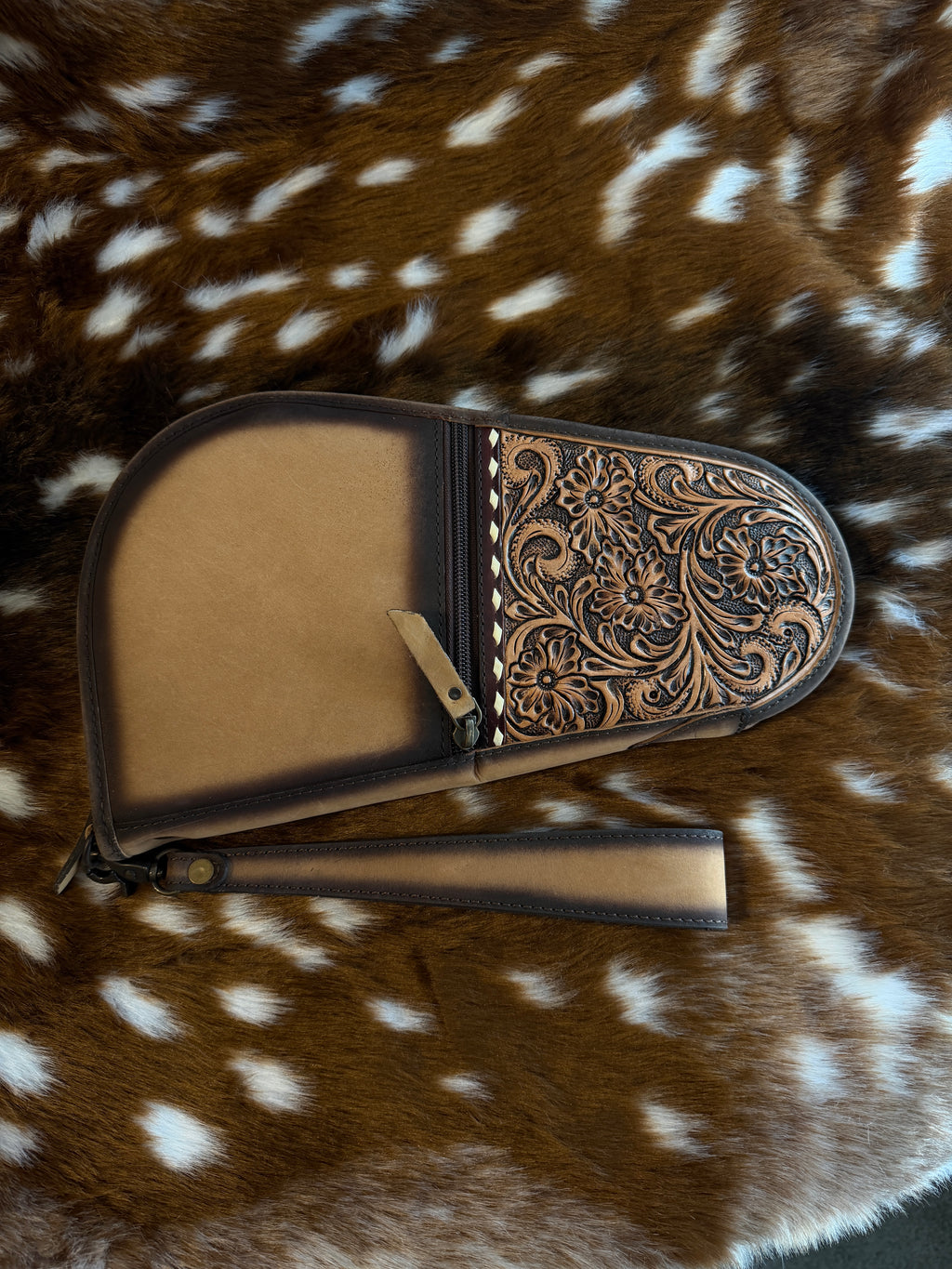 The Buckskin Tooled Leather Pistol Case (Large)