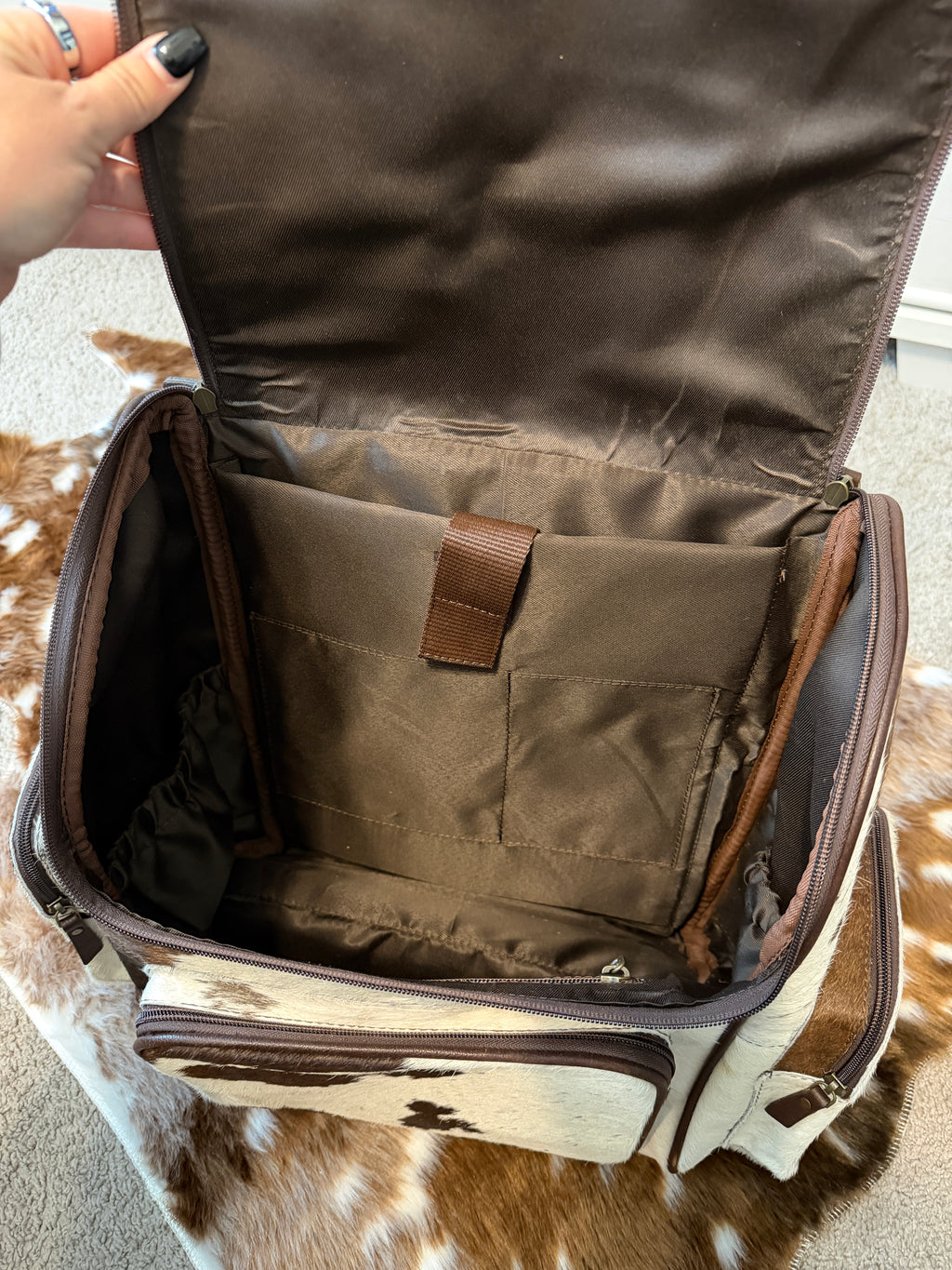 Cards Tooled Leather and Cowhide Backpack