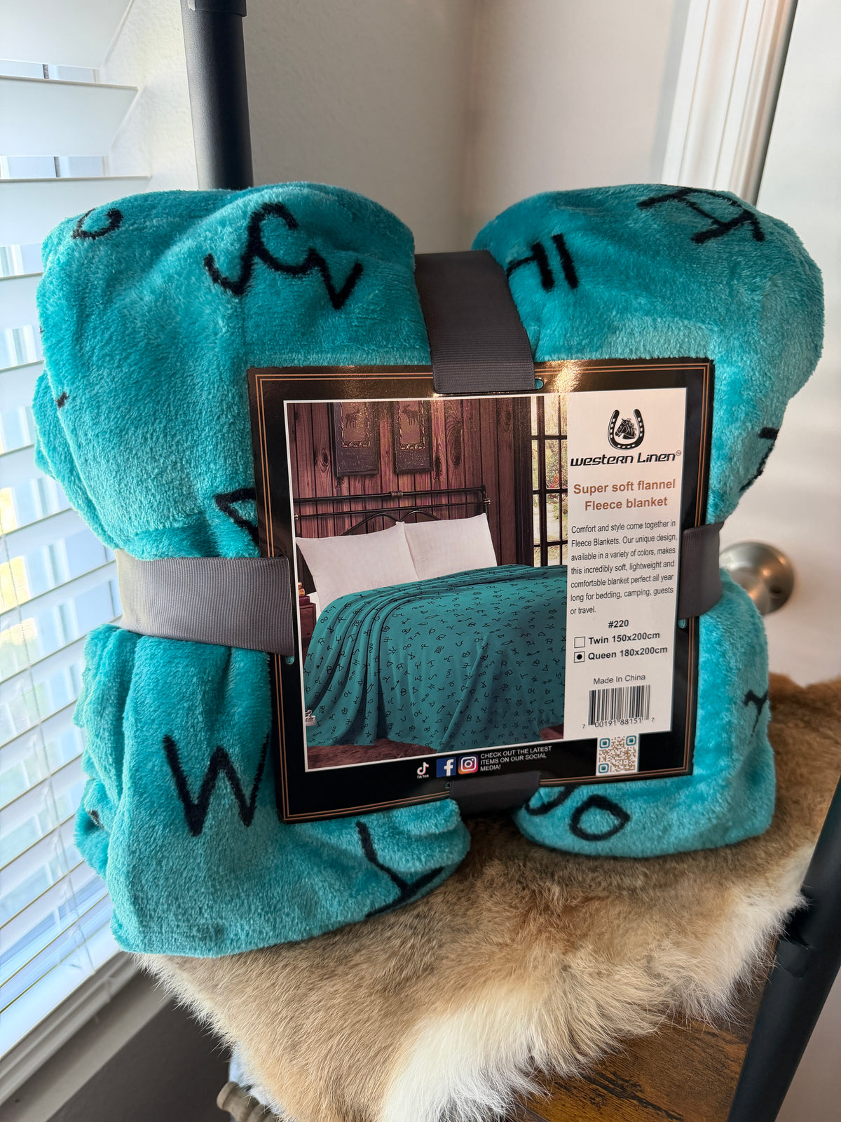 Turquoise Brands Throw Blanket