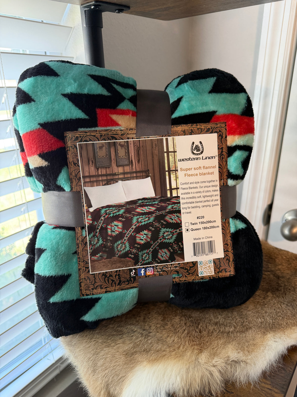Turquoise Aztec Throw Blanket